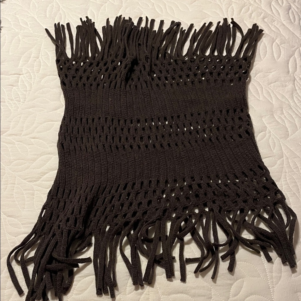 Fringed Tube Knit Scarf